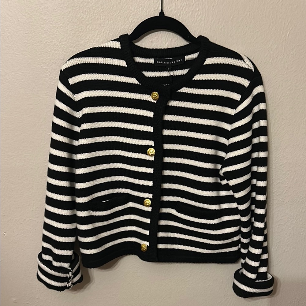 English Factory Black and White Striped Sweater